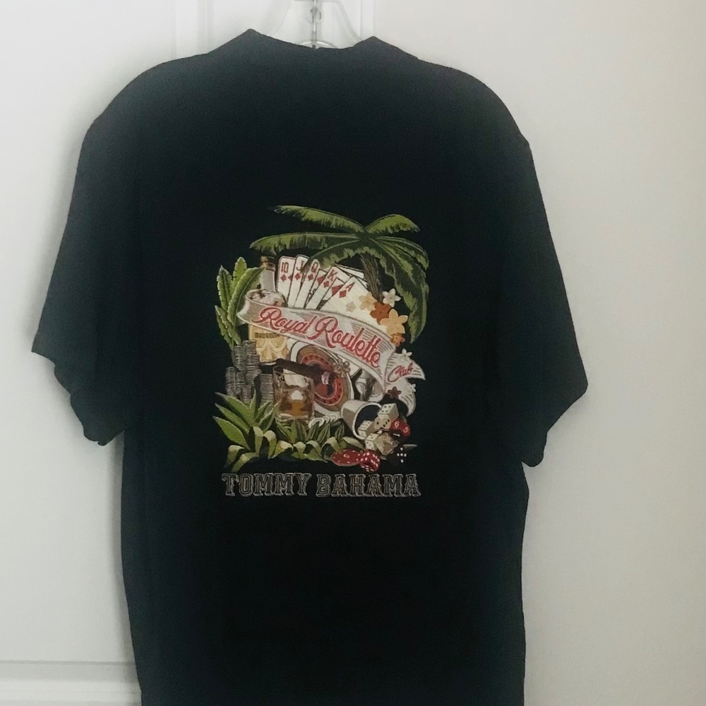 Tommy Bahama (MED) Embroidered “ROYAL ROULETTE CLUB” Silk Camp Shirt